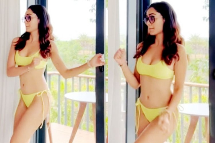 Aashram Actress Tridha Choudhury’s Bold Video in Neon Yellow Bikini Burns The Internet – Watch Hot Video
