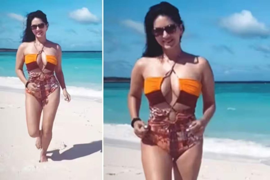 Sunny Leone Raises the Temperature in a Sizzling Monokini during Exotic Beach Vacation - Watch the Video!